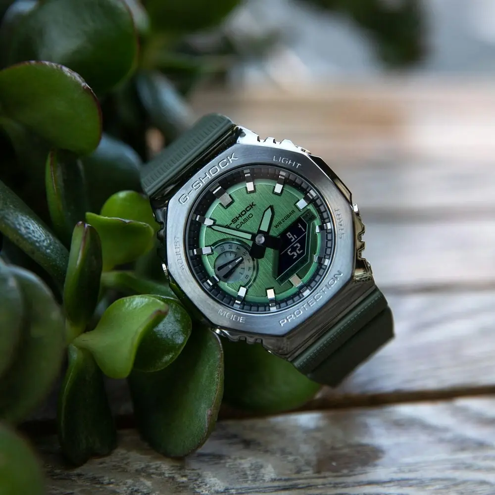 G-Shock GM2100B-3A Green Metal Covered 'CasiOak'