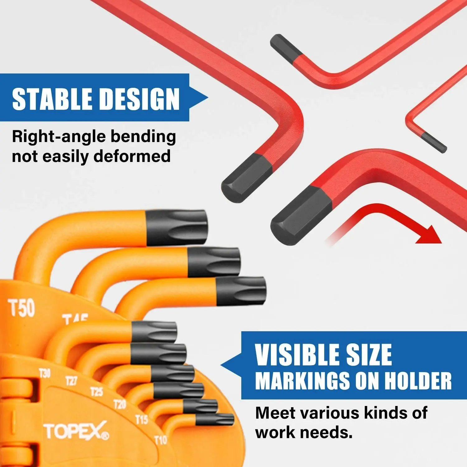 Topex 38Pcs Allen Key Set Hex Key Allen Wrench Folding Hex Key Ball End Metric/SAE/Star