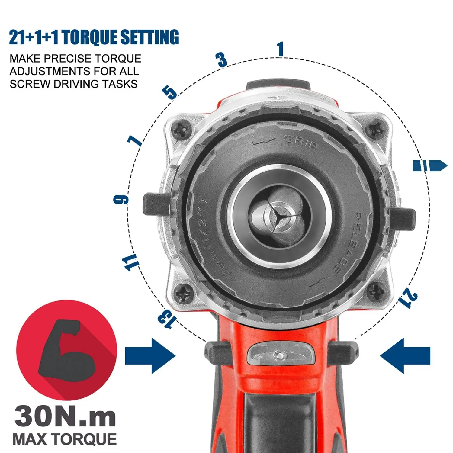 Topex 20V Lithium-Ion Cordless Drill Driver Impact Hammer drill w/ Battery Charger