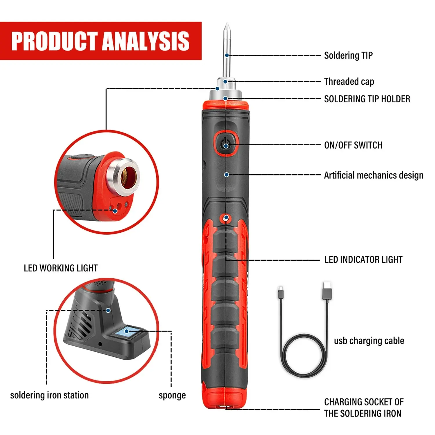 Topex 4V cordless Soldering Iron Glue Gun Nail gun w/ Charger