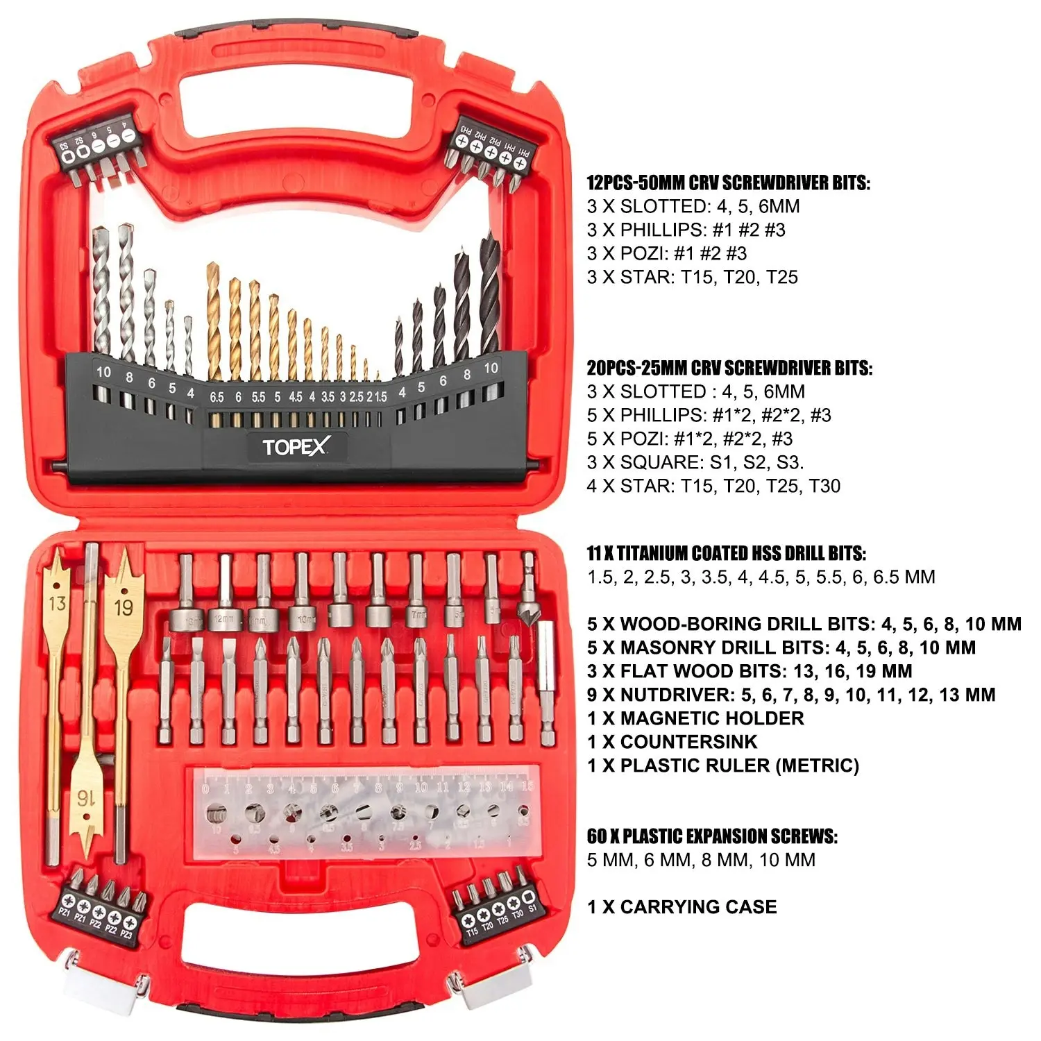 Topex 20V Max Cordless Hammer Drill w/ Li-Ion Battery & Drill Bit Set