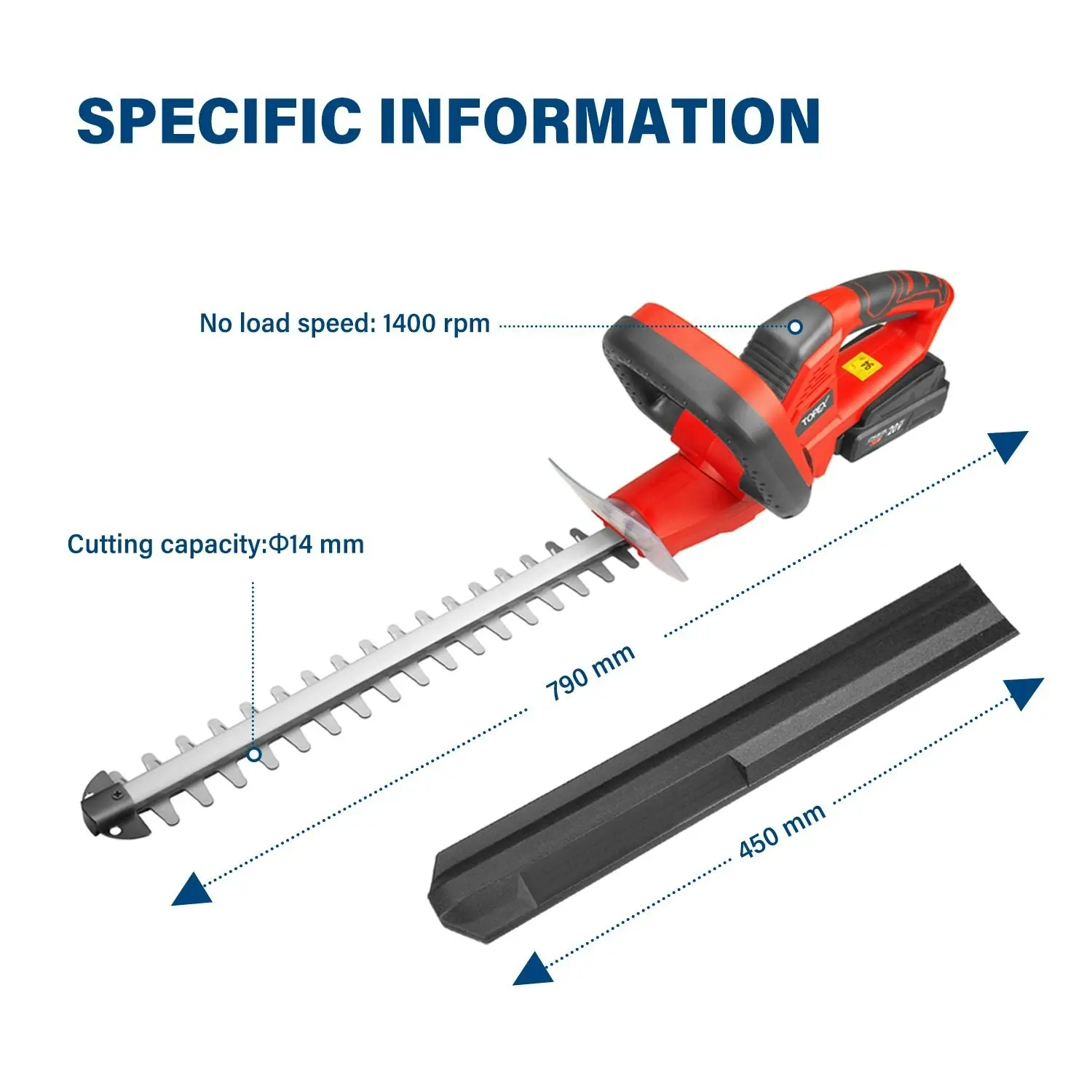 Topex 20V Cordless Hedge Trimmer for Shrub, Cutting, Trimming, Pruning