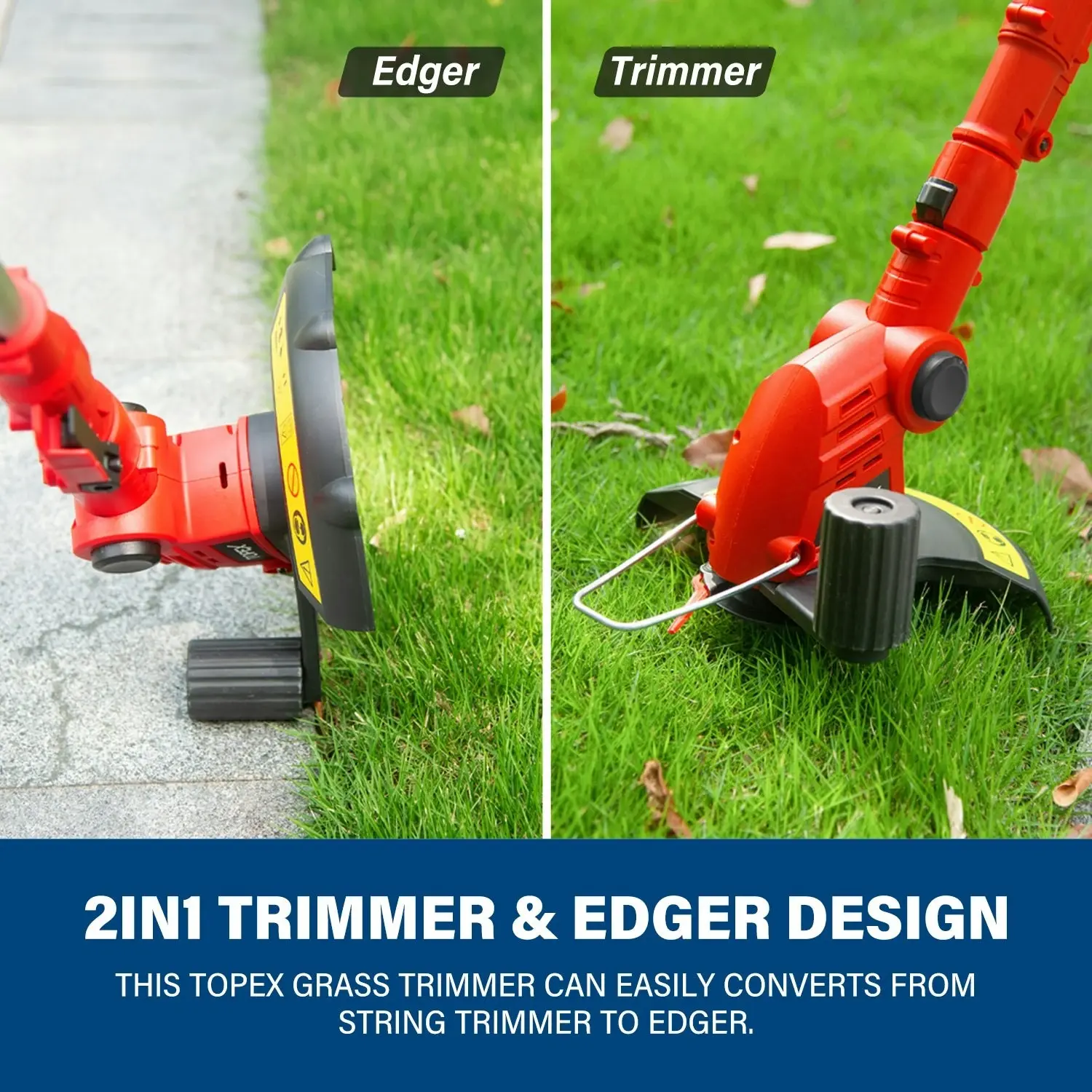 Topex 20V Cordless Grass Trimmer,2-in-1 Weed Trimmer/Edger Lawn Tool Lightweight Skin Only without Battery