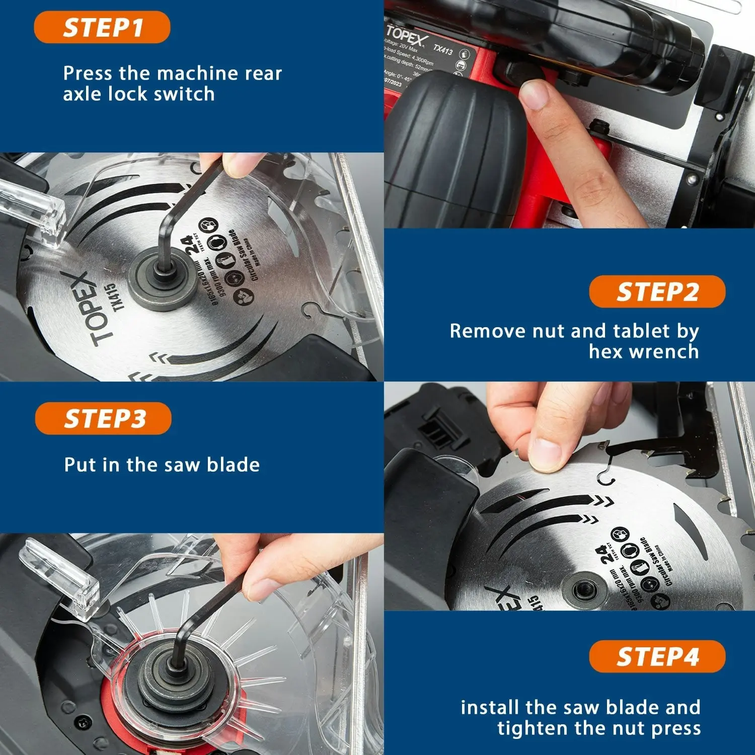 Topex 20V Circular Saw, with 4.0Ah Battery & Charger, 4,300RPM, 0°- 45° Bevel Cutting