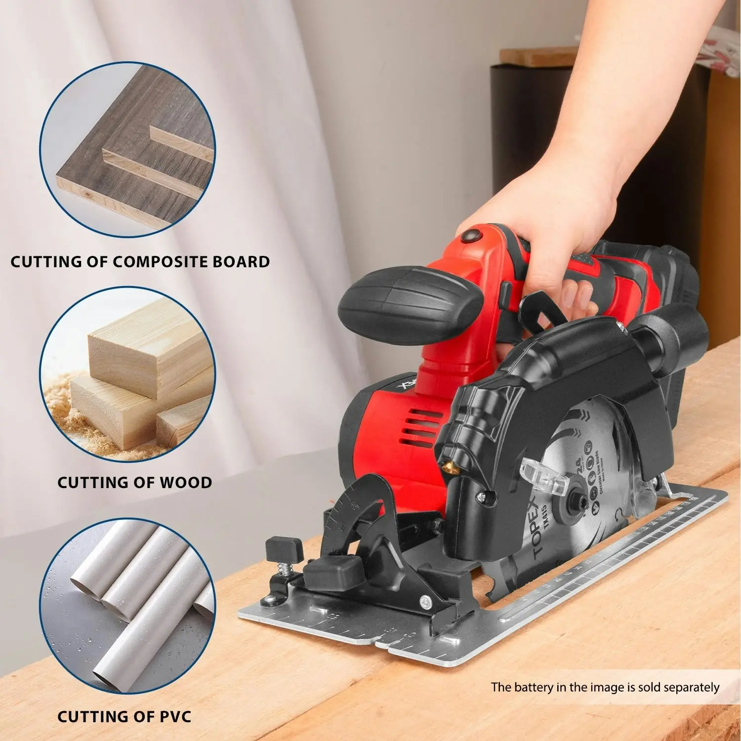 Topex 20v 165mm Cordless Circular Saw Skin Only Without Battery