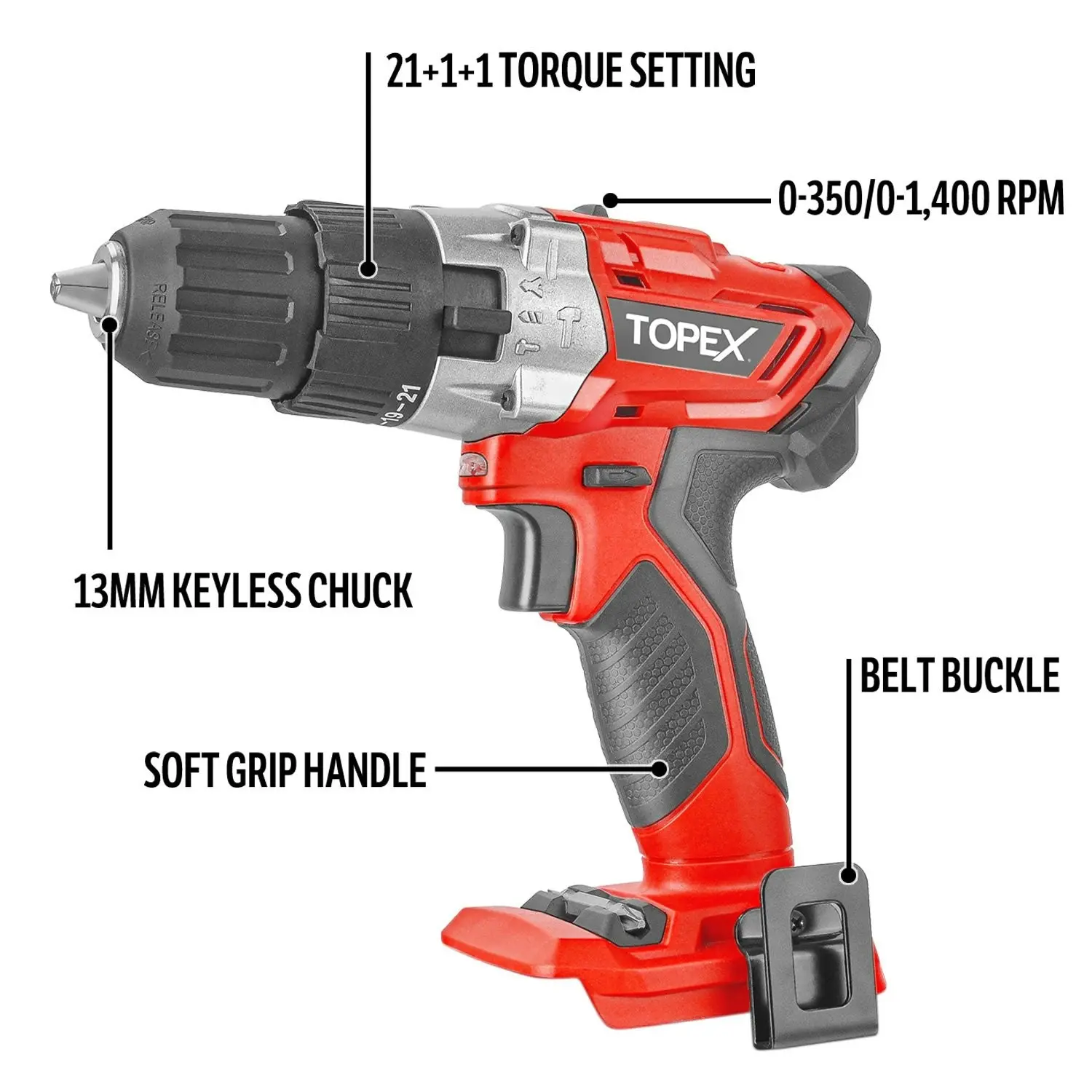 Topex Cordless Drill Driver Impact Hammer drill (Skin)