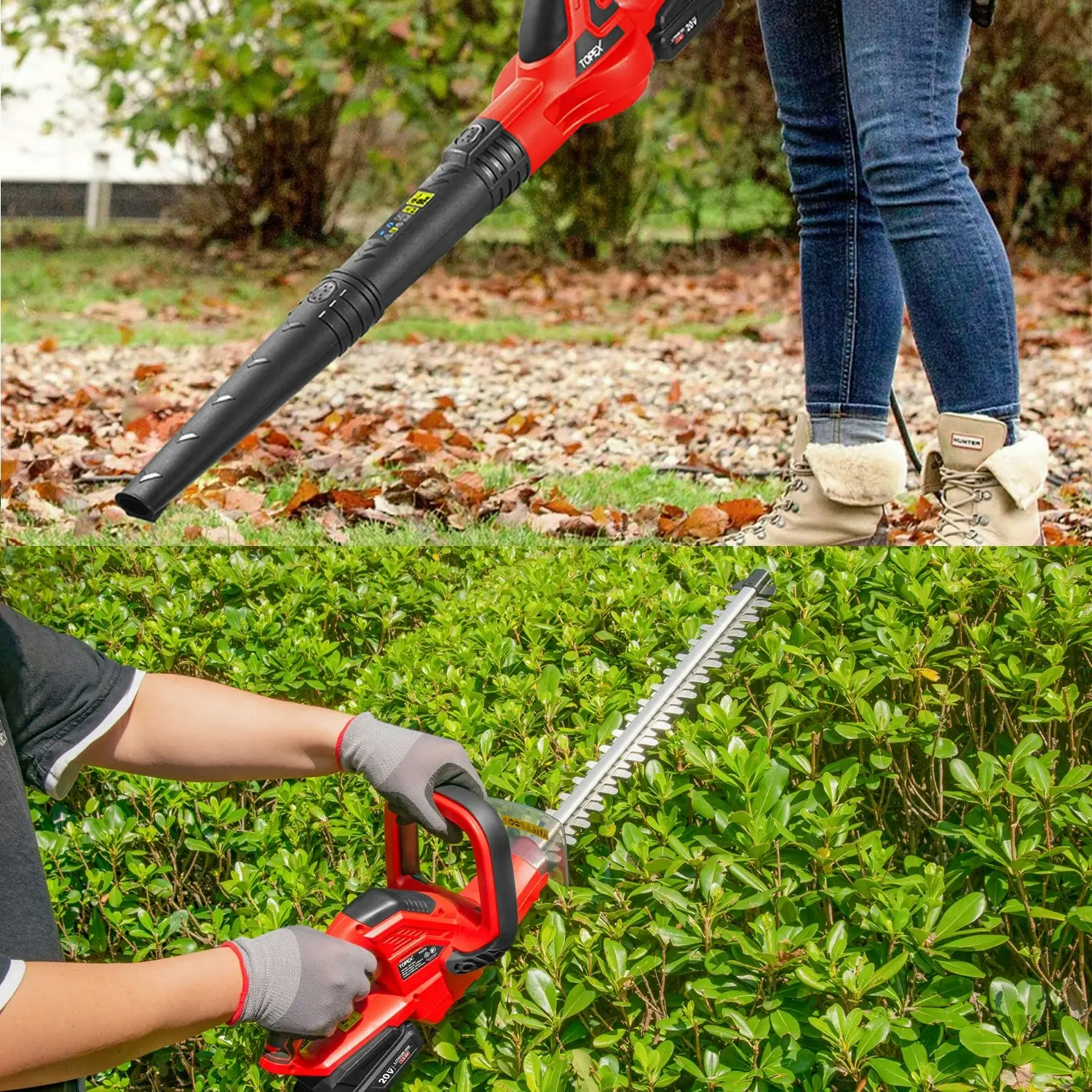 Topex 20V Cordless Blower and Hedge Trimmer Combo Kit w/ Battery