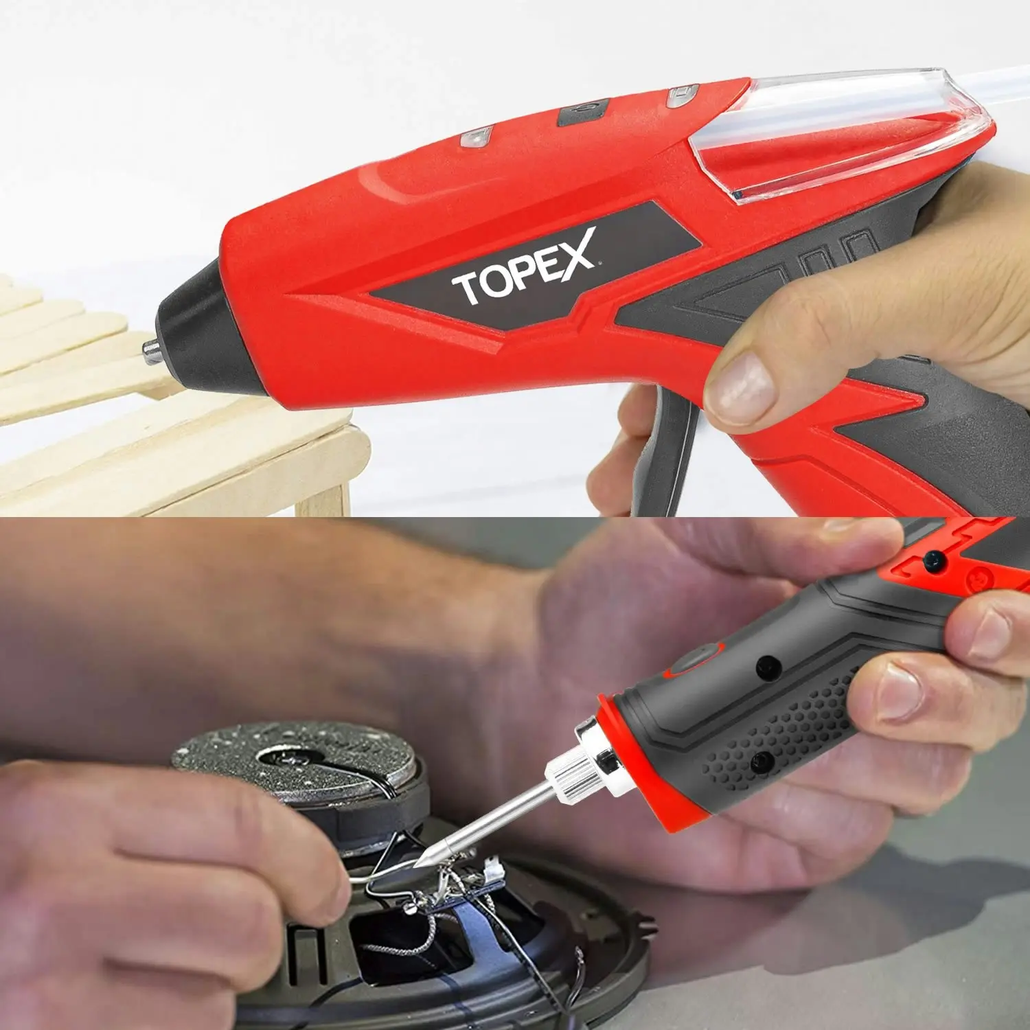 Topex 4V Combo Kit Lithium-Ion Hot Melt Glue Gun Soldering Iron Set w/ Charger