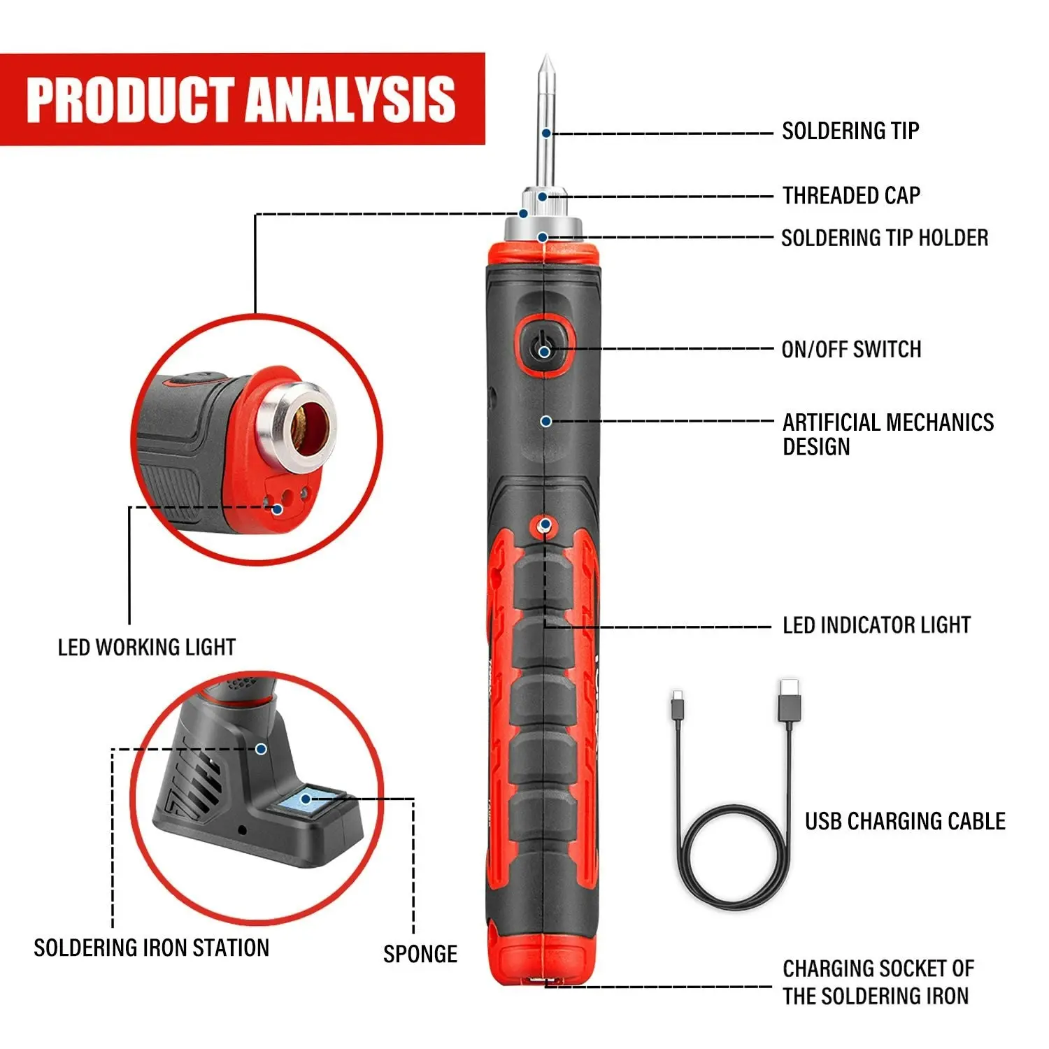 Topex 4V Combo Kit Lithium-Ion Hot Melt Glue Gun Soldering Iron Set w/ Charger