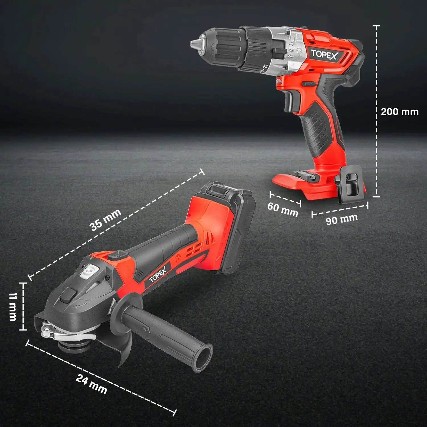 Topex 20V Cordless Power Tool Kit Cordless Drill Angle Grinder w/ 4.0Ah Battery & Fast Charger