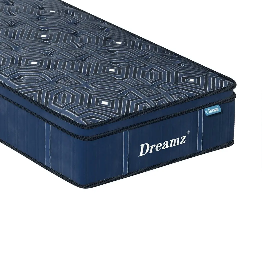 Dreamz Spring Mattress Bed Euro Top Pocket Spring Medium Firm Foam King Single