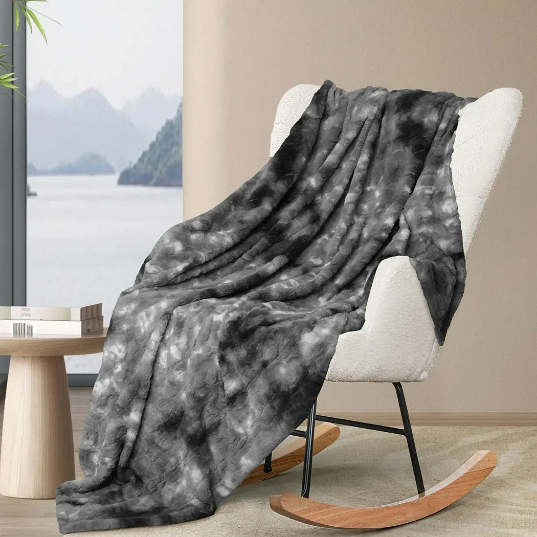 Dreamz Throw Blanket Luxury Tie-dyed Faux Fur 500GSM Bed SofaThick 127x152cm