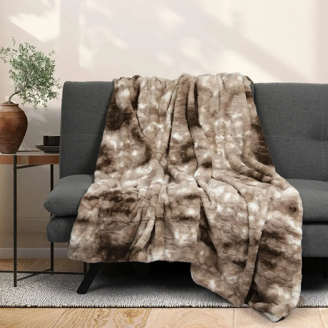 Dreamz Throw Blanket Luxury Tie-dyed Faux Fur 500GSM Bed SofaThick 127x152cm