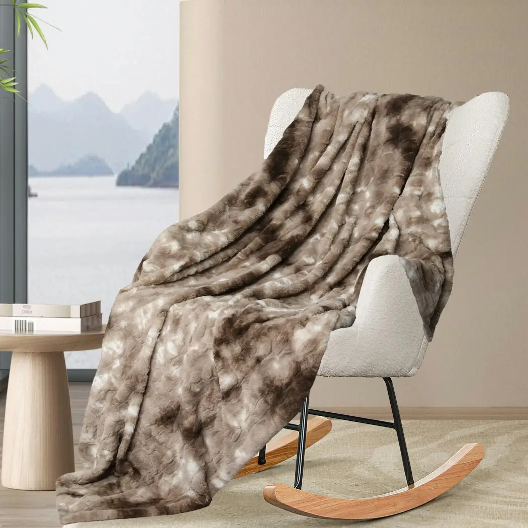 Dreamz Throw Blanket Luxury Tie-dyed Faux Fur 500GSM Bed SofaThick 127x152cm