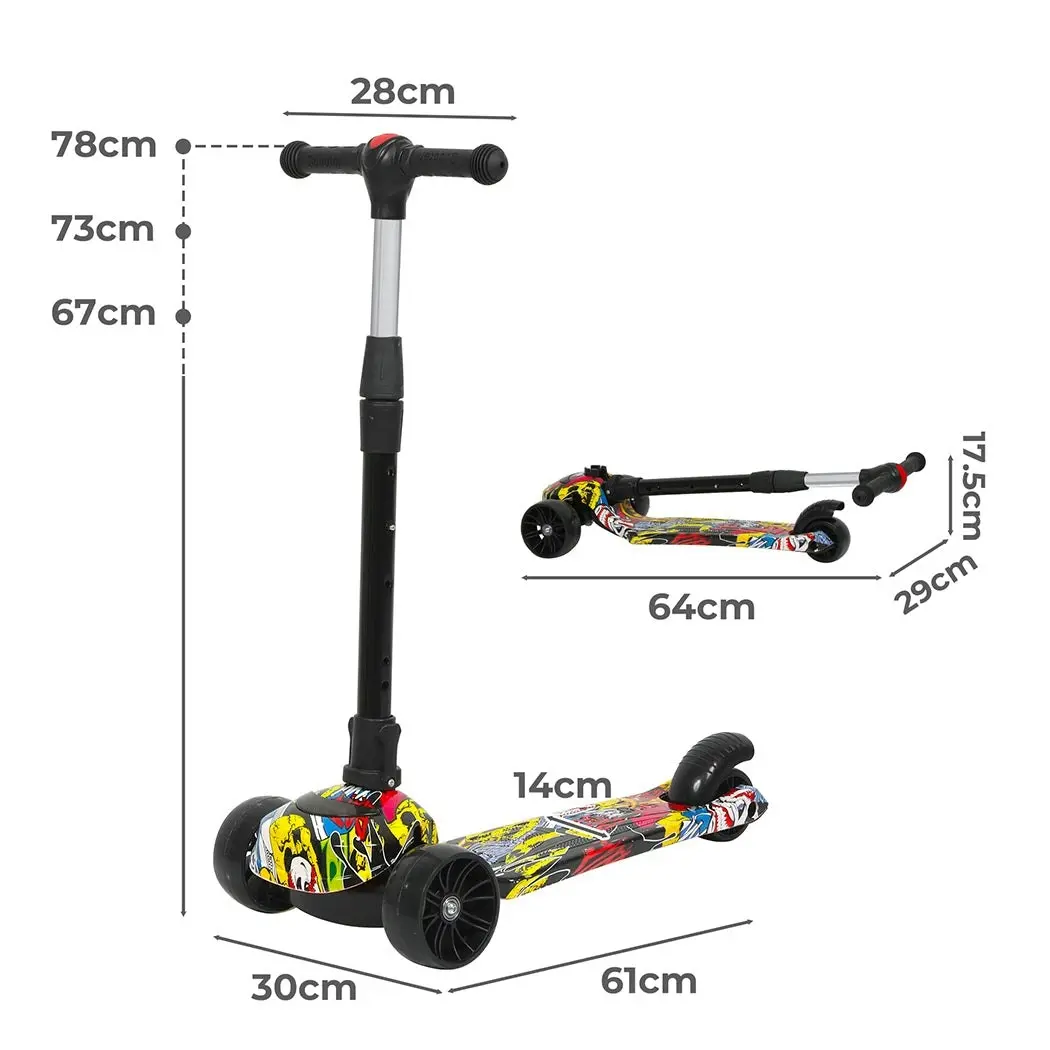 BoPeep Foldable Kids Scooter Adjustable Height Flashing LED Music Multi-colour