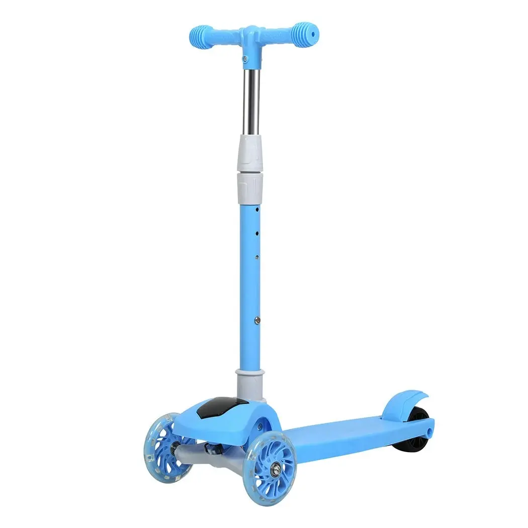 BoPeep Foldable Kids Scooter Adjustable Height Flashing LED Music 3 Wheels Blue