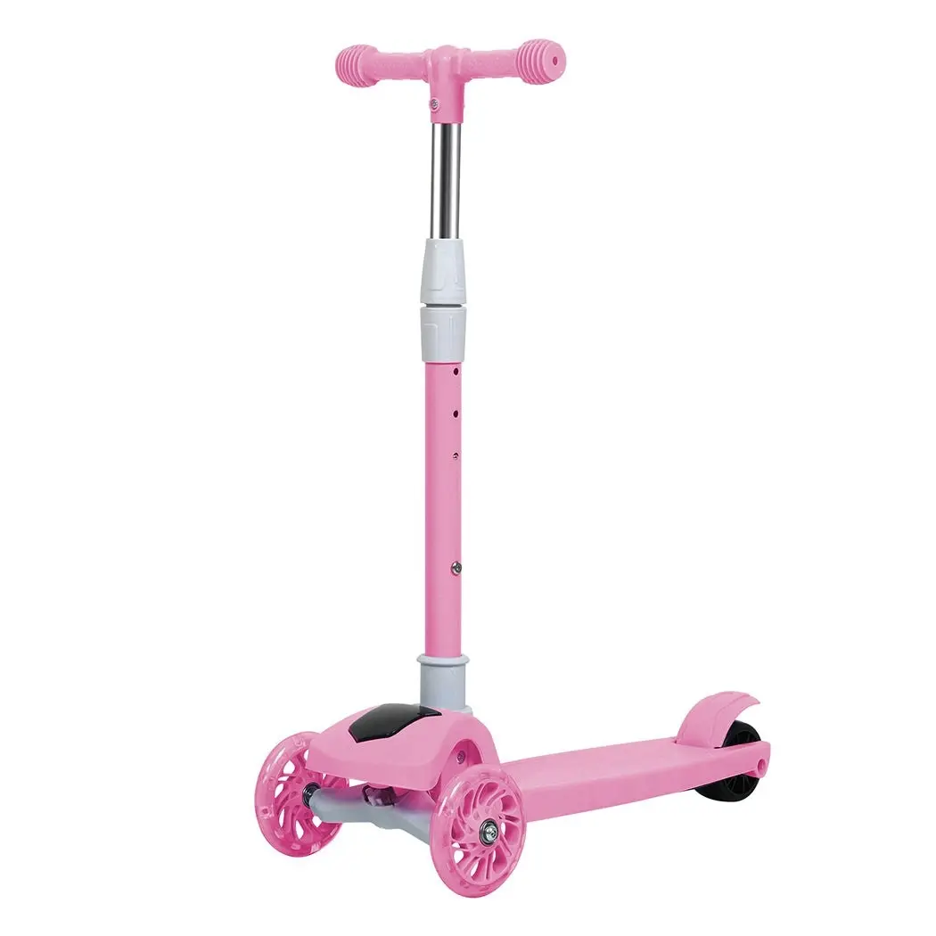 BoPeep Foldable Kids Scooter Adjustable Height Flashing LED Music 3 Wheels Pink