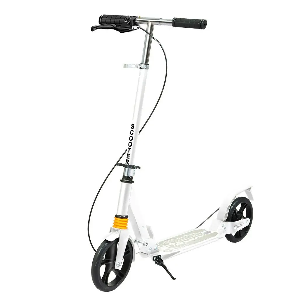 Monvelo Adult Commuter Foldable Scooter Push Kick 2 Big Wheel Disc Brake White