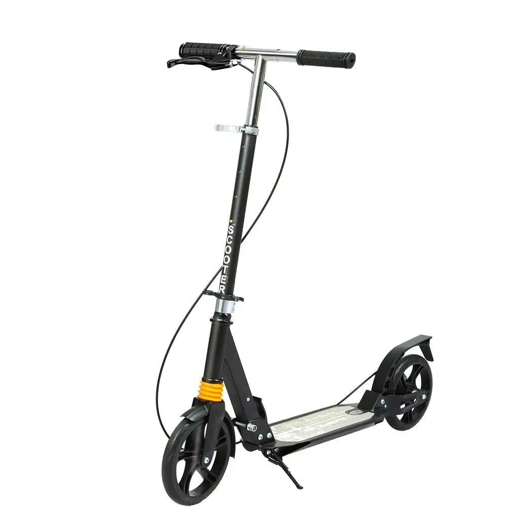 Monvelo Adult Commuter Foldable Scooter Push Kick 2 Big Wheel Disc Brake Black