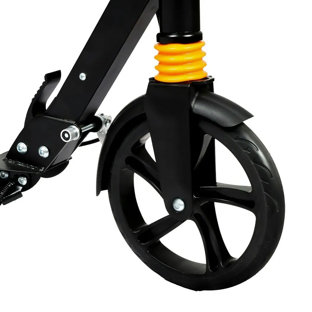 Monvelo Adult Commuter Foldable Scooter Push Kick 2 Big Wheel Disc Brake Black