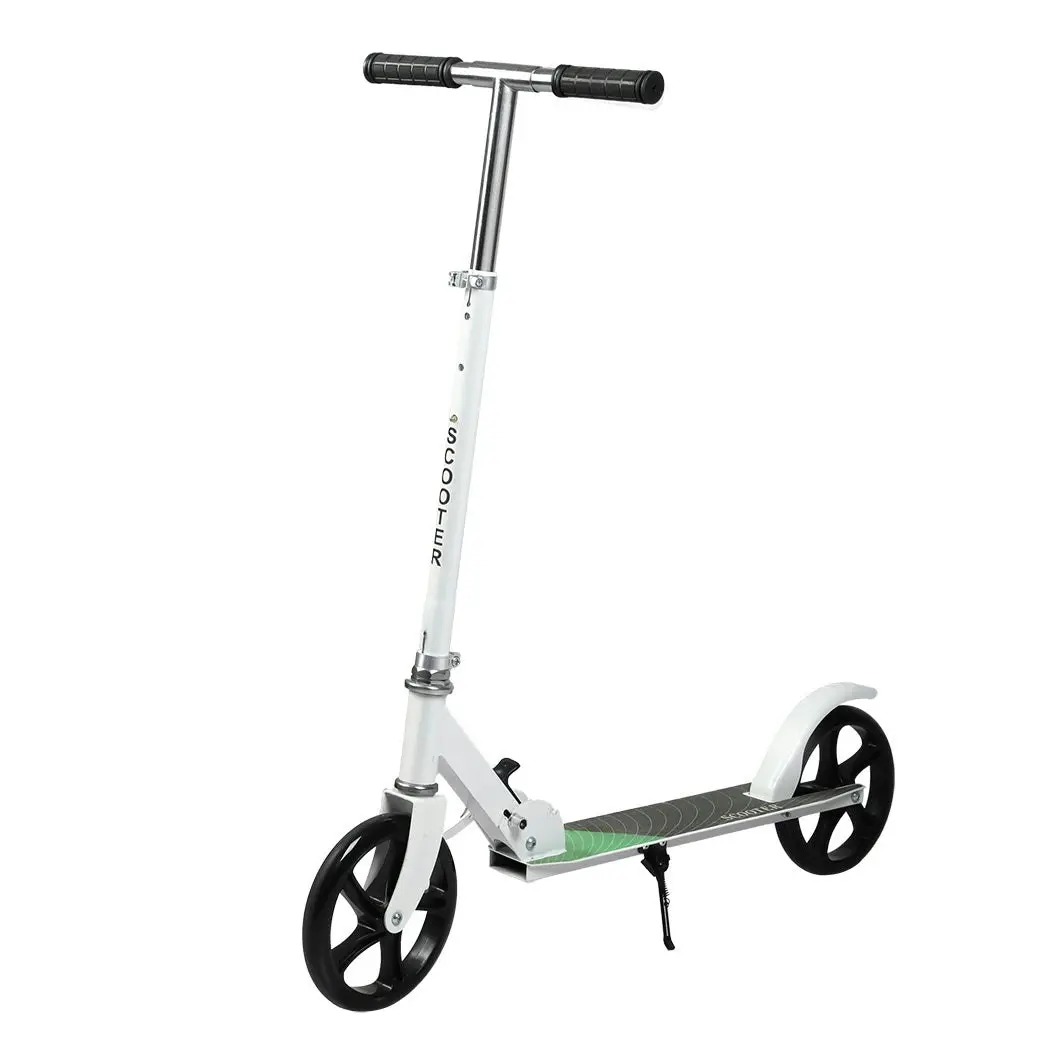 Monvelo Folding Scooter Dual Large Wheels Adjustable Adult Commuter Teen White