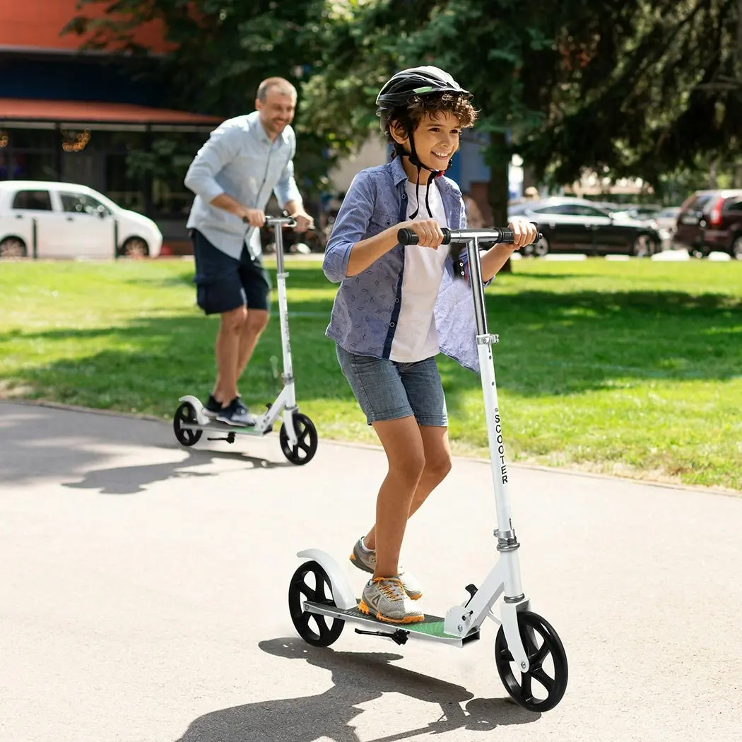 Monvelo Folding Scooter Dual Large Wheels Adjustable Adult Commuter Teen White