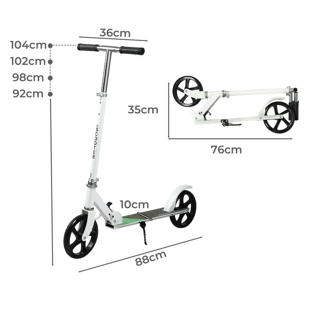 Monvelo Folding Scooter Dual Large Wheels Adjustable Adult Commuter Teen White