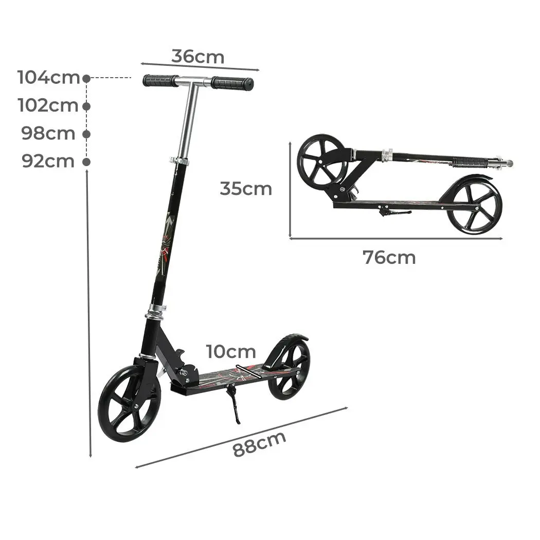 Monvelo Folding Scooter Dual Large Wheels Adjustable Adult Commuter Teen Black