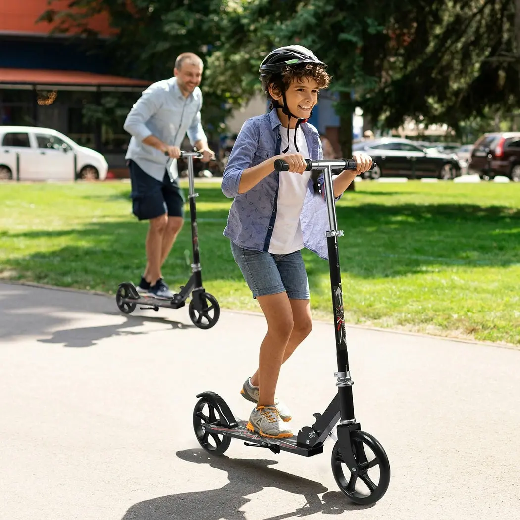 Monvelo Folding Scooter Dual Large Wheels Adjustable Adult Commuter Teen Black