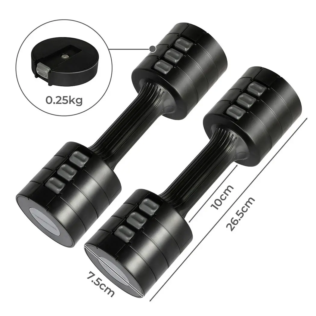 Centra A Pair Of 1KG To 2.5KG Adjustable Dumbbells With Metal Weight Black