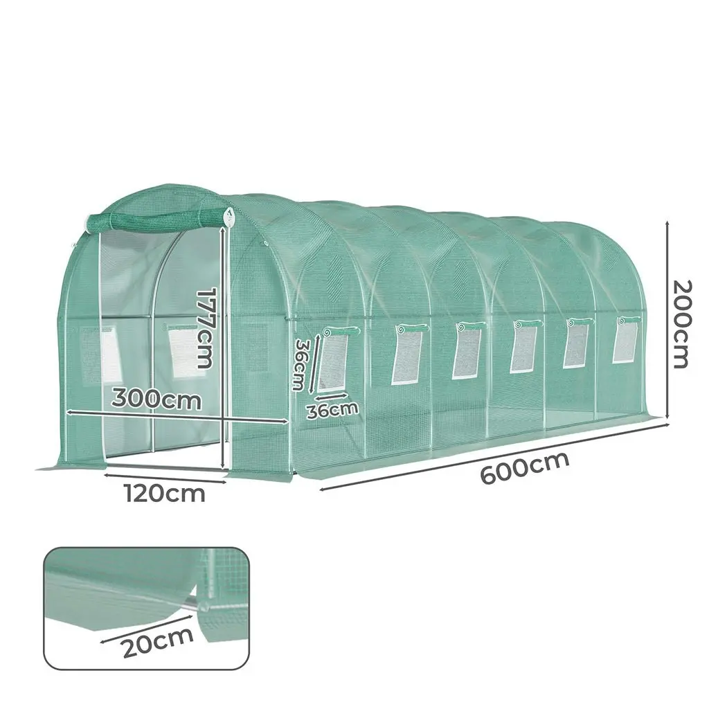 Lambu Greenhouse Walk-In Green House Shed Storage Hoop Tunnel Polytunnel PE 6M