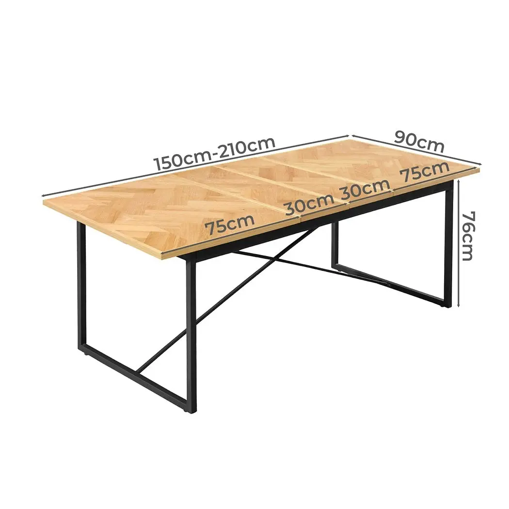 Levede Dining Table Extendable Rectangle Wooden Home Kitchen Seater Steel Frame