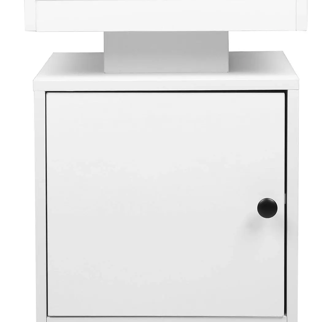 Levede Bedside Table USB Charger Outlet RGB LED Light Storage Cabinet White