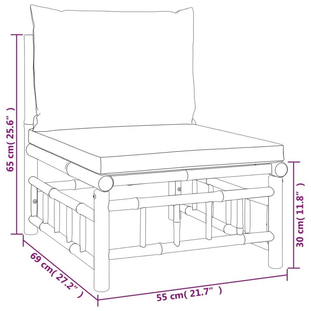 10 Piece Garden Lounge Set with Cream White Cushions  Bamboo 3155192