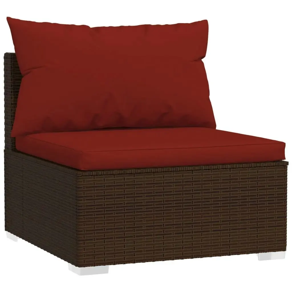 10 Piece Garden Lounge Set with Cushions Poly Rattan Brown 3102795