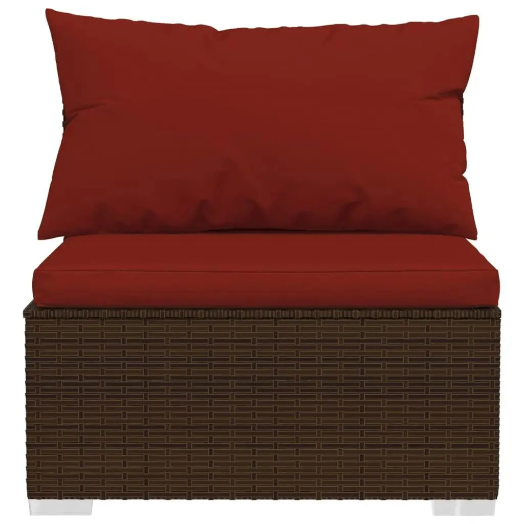 10 Piece Garden Lounge Set with Cushions Poly Rattan Brown 3102795