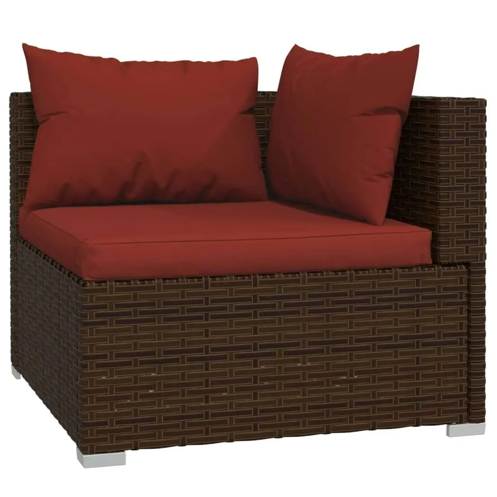 10 Piece Garden Lounge Set with Cushions Poly Rattan Brown 3102795