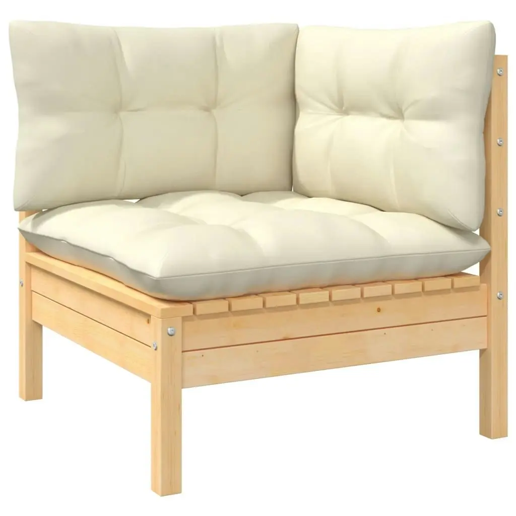 10 Piece Garden Lounge Set with Cream Cushions Solid Pinewood 3096532