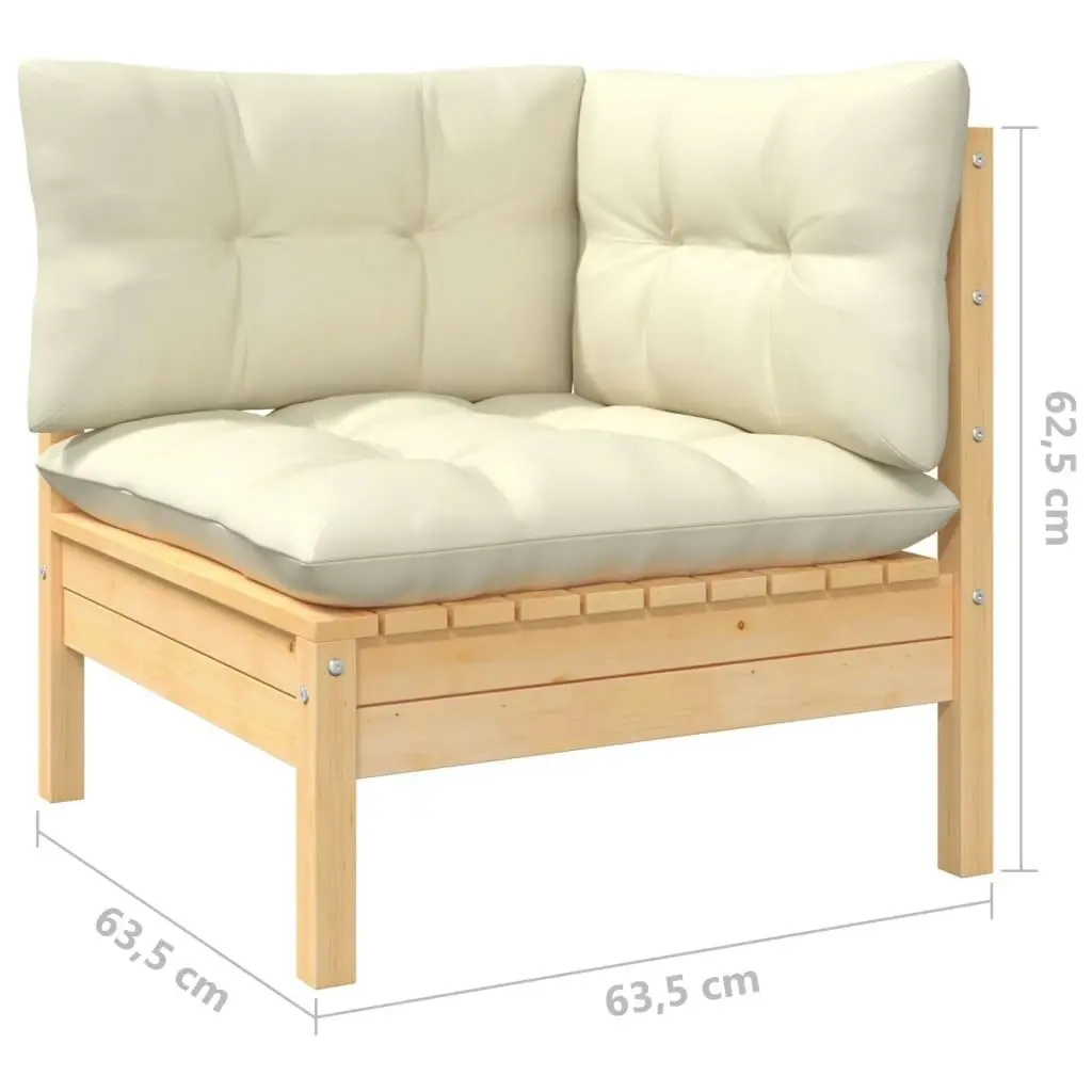 10 Piece Garden Lounge Set with Cream Cushions Solid Pinewood 3096532