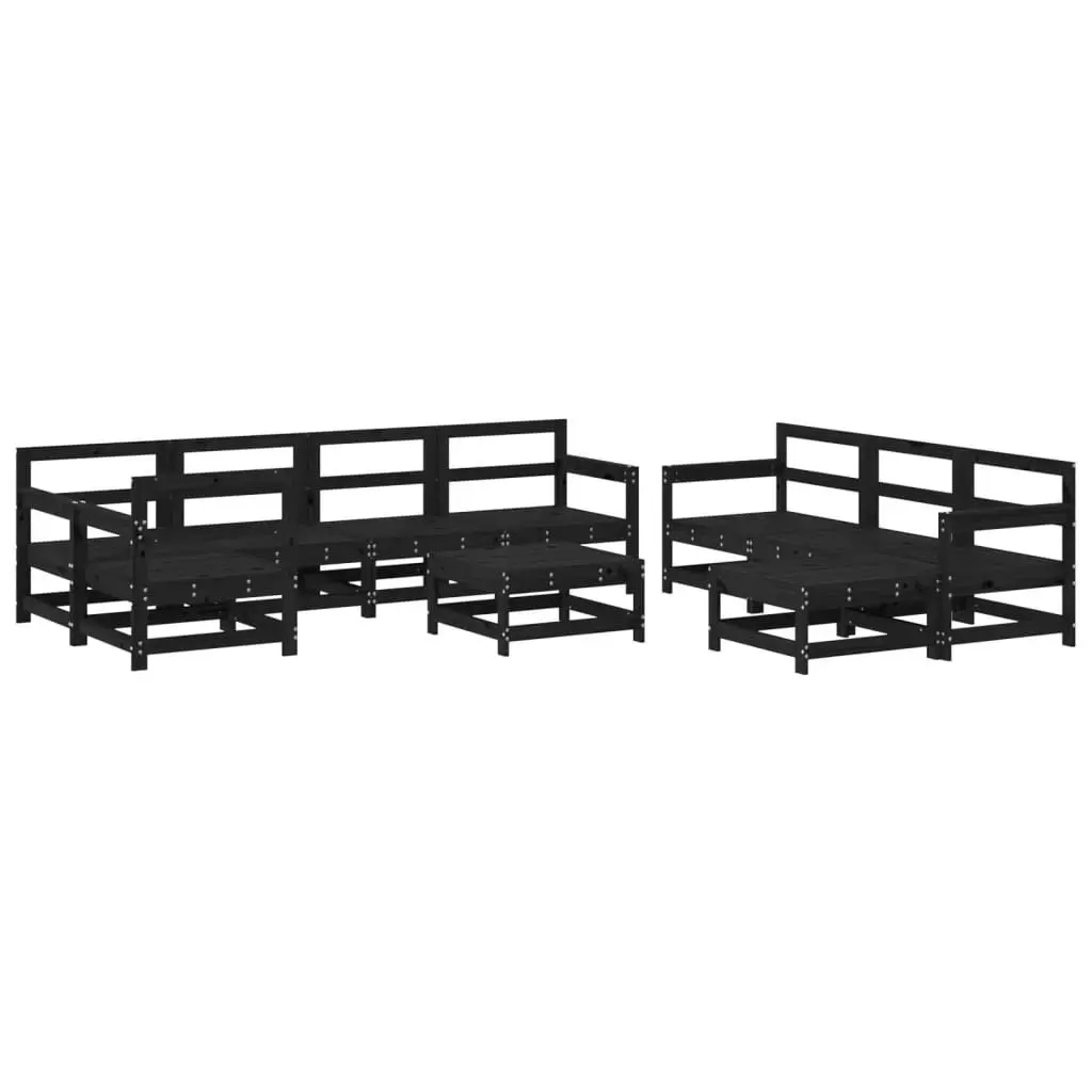 10 Piece Garden Lounge Set with Cushions Black Solid Wood 3186092