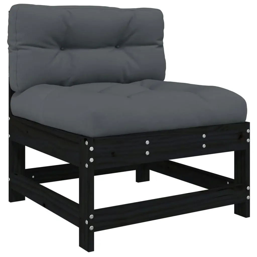 10 Piece Garden Lounge Set with Cushions Black Solid Wood 3186092