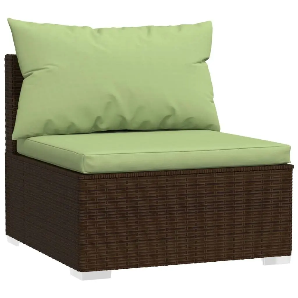 10 Piece Garden Lounge Set with Cushions Poly Rattan Brown 3102596