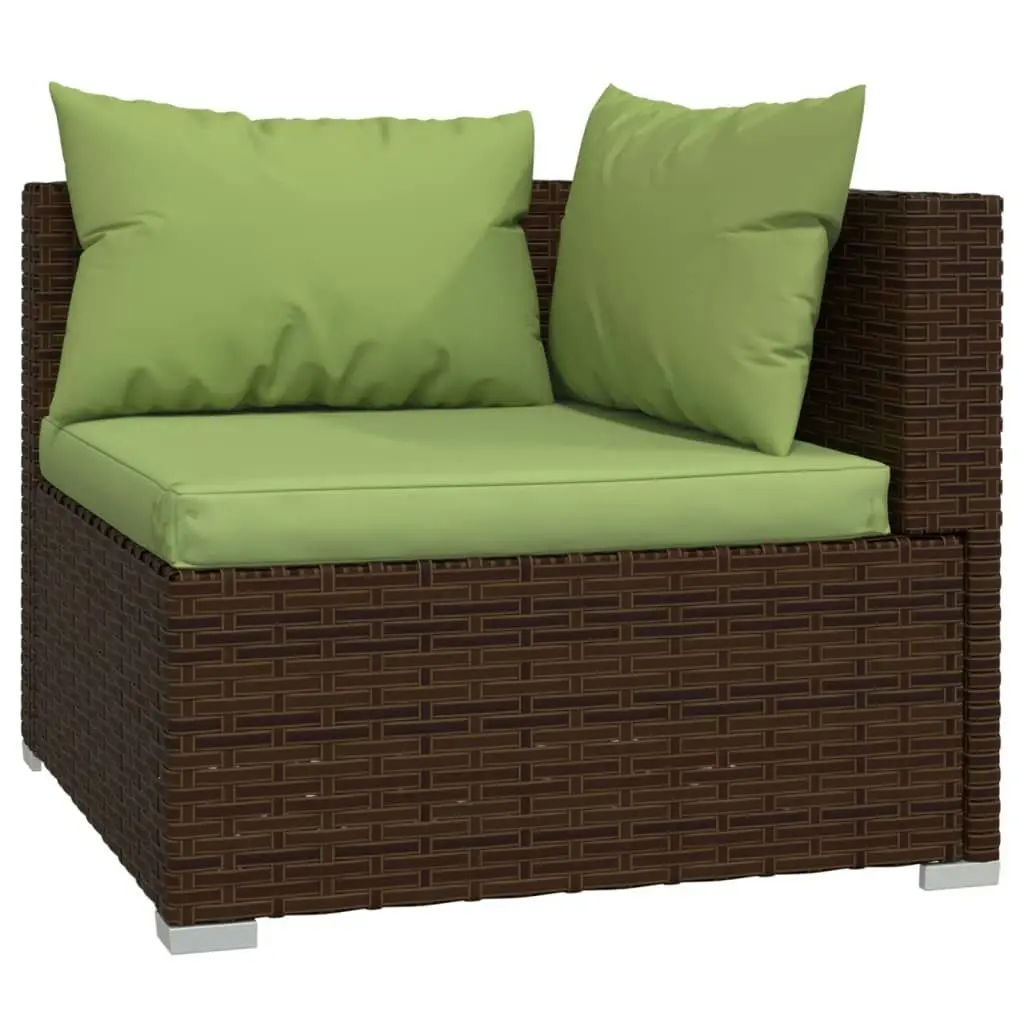 10 Piece Garden Lounge Set with Cushions Poly Rattan Brown 3102596