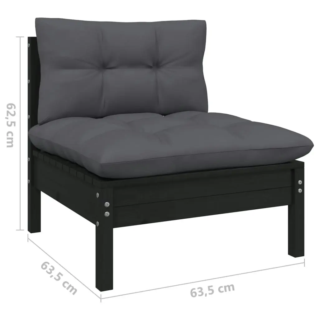 11 Piece Garden Lounge Set with Cushions Black Solid Pinewood 3096765