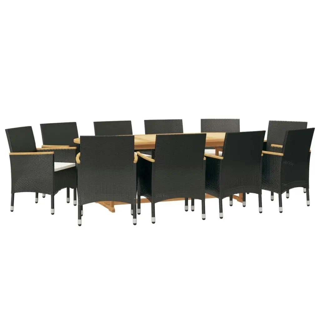 11 Piece Garden Dining Set with Cushions Black 3103602