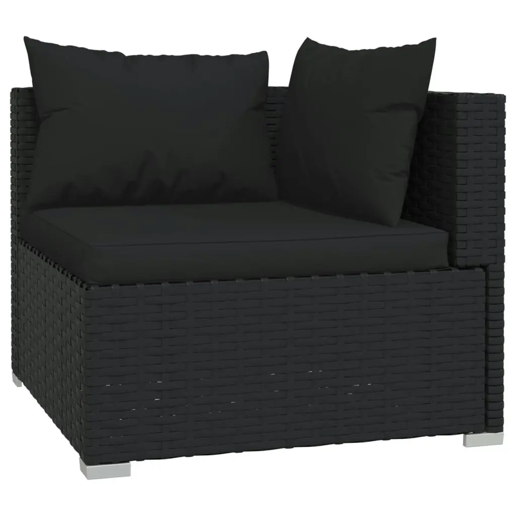 11 Piece Garden Lounge Set with Cushions Black Poly Rattan 3102872