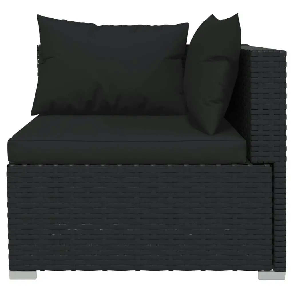 11 Piece Garden Lounge Set with Cushions Black Poly Rattan 3102872