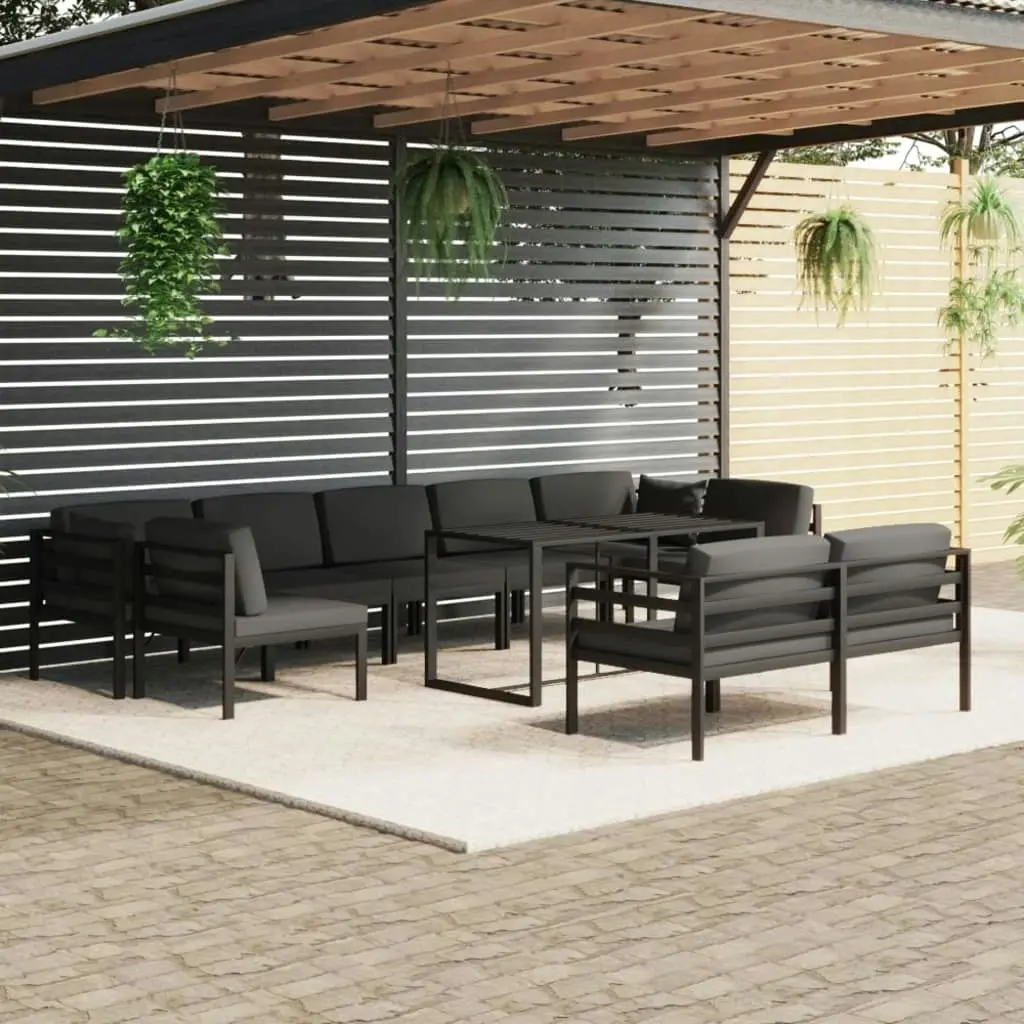 10 Piece Garden Lounge Set with Cushions Aluminium Anthracite 3115927