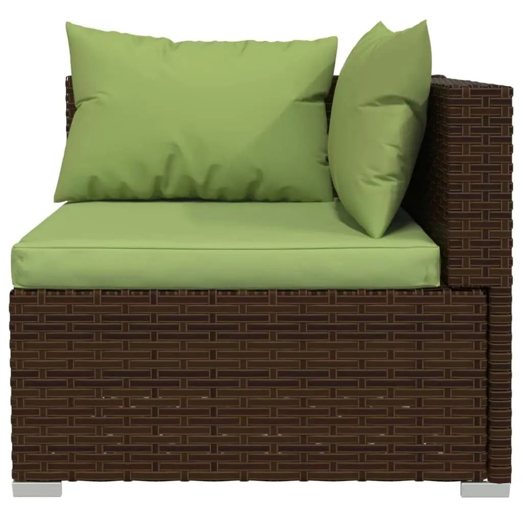 11 Piece Garden Lounge Set with Cushions Poly Rattan Brown 3102788