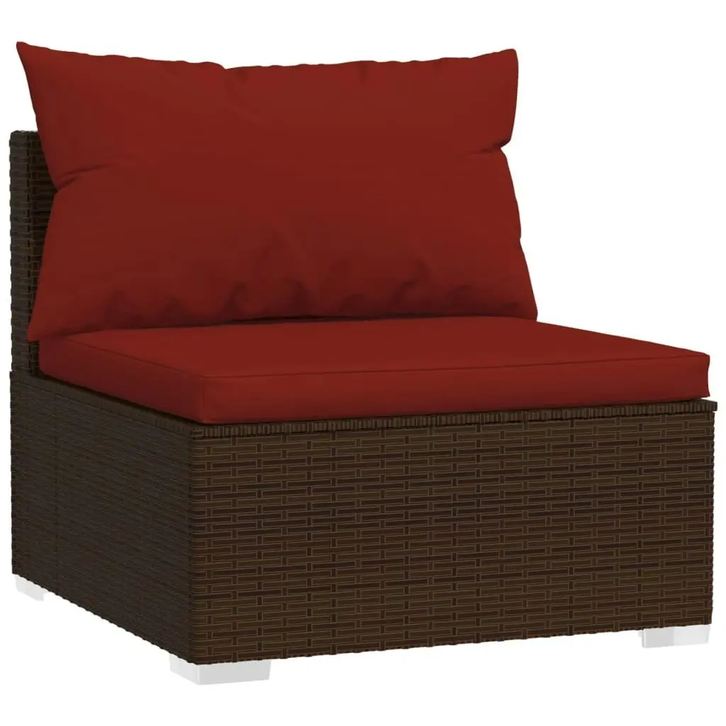 10 Piece Garden Lounge Set with Cushions Poly Rattan Brown 3102659